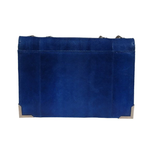 Marchesa Valentina Crystal Shoulder Bag Blue Snakeskin Leather  Python Silver - Picture 8 of 16